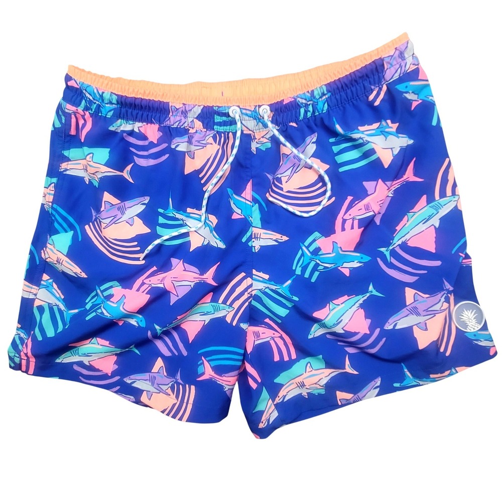 Chubbies Daddy Shark Swim Trunks Mens XL 5.5 Blue Pink Mesh Lined Shorts